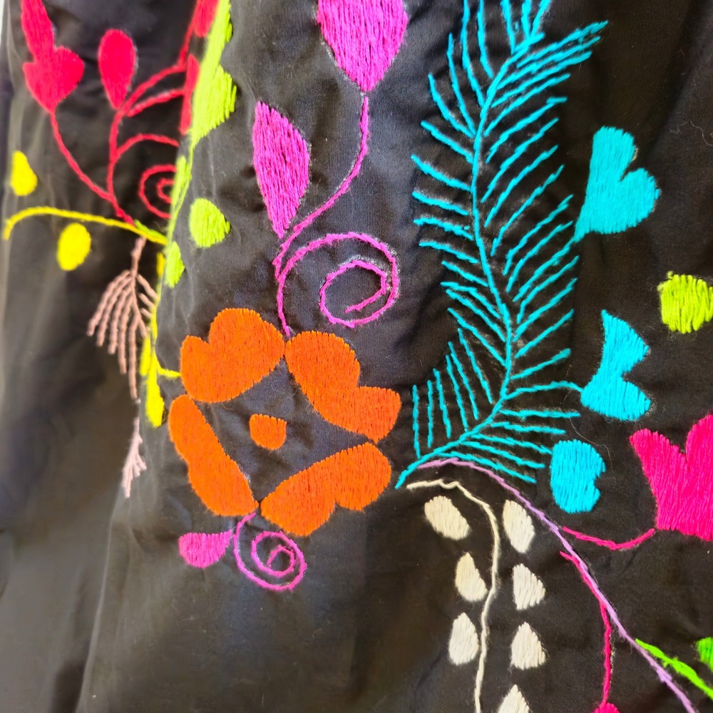 Embroidered Floral‎ Patchwork Midi/Maxi Dress Boho Drop Waist Retail $140+ Fest - Picture 6 of 6